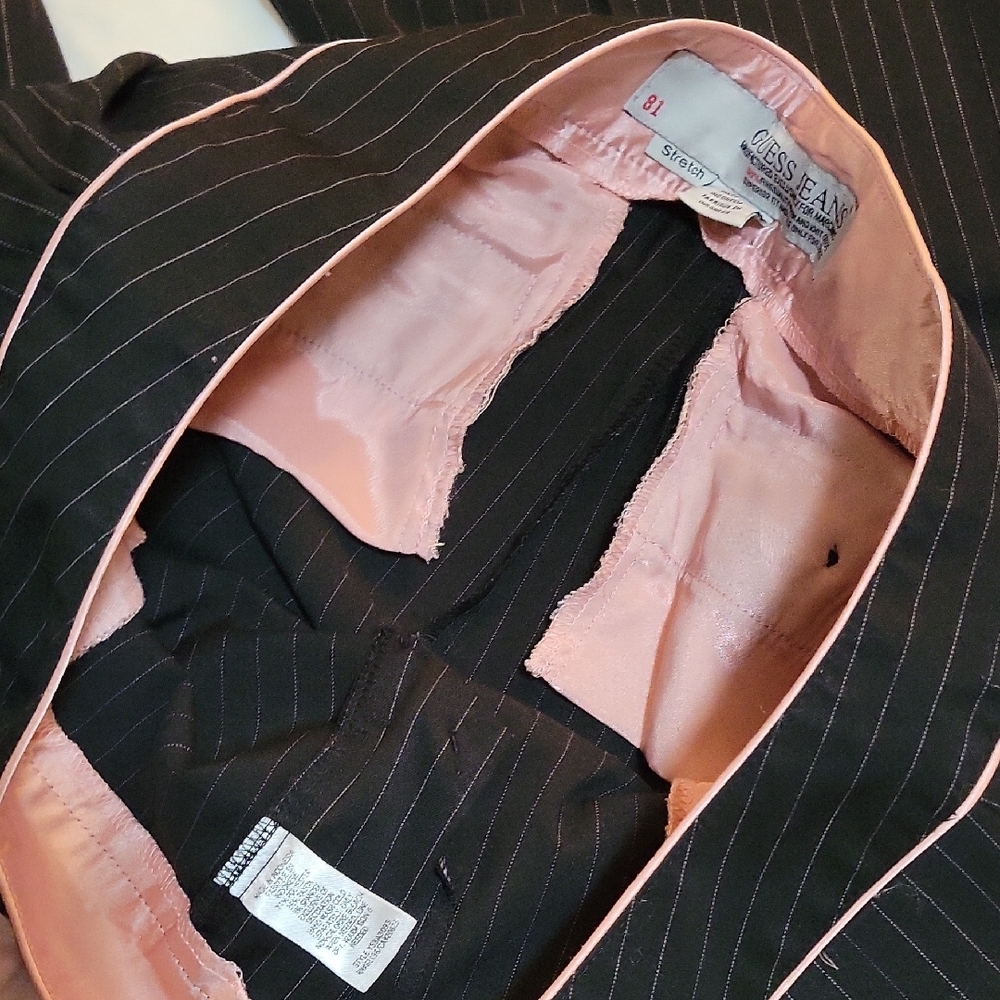 Guess Black Pinstripe Wide Leg Pants - Picture 8 of 9